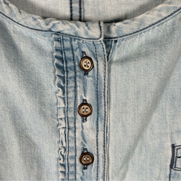 Free People Denim Dreaming Round Neck Pullover Oversized Shirt L NWT $148 - Picture 7 of 14